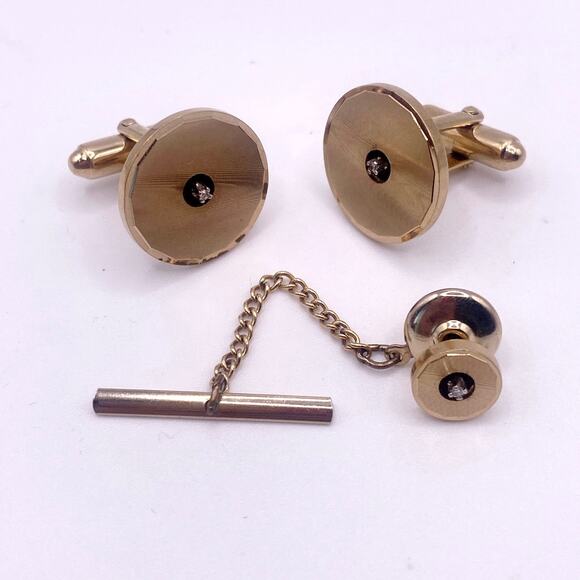 Anson Vintage Karatclad Cufflinks and Tie Tack - Picture 1 of 6